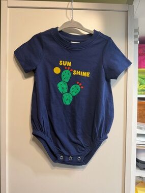 Hanna Andersson Navy One-Piece with Green Cactus and Yellow Sun